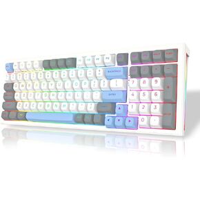 Redragon K723 Wireless Mechanical Gaming Keyboard, Hot Swappable Pre-lubed Linear Switches, Gasket Design, Bluetooth/2.4GHz/USB-C, Creamy Sound, RGB Backlit for PC/Mac/PS/Xbox, White Grey in Kuwait