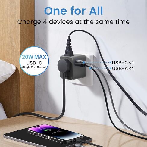 محول السفر العالمي ، محول سدادة السفر الأوروبي (وليس محول الجهد) ، محول الطاقة الدولي مع USB C USB من النوع A و AC الخاص بالاتحاد الأوروبي في المملكة المتحدة أستراليا اليابان تايلاند (النوع C/G/A/I) in Kuwait