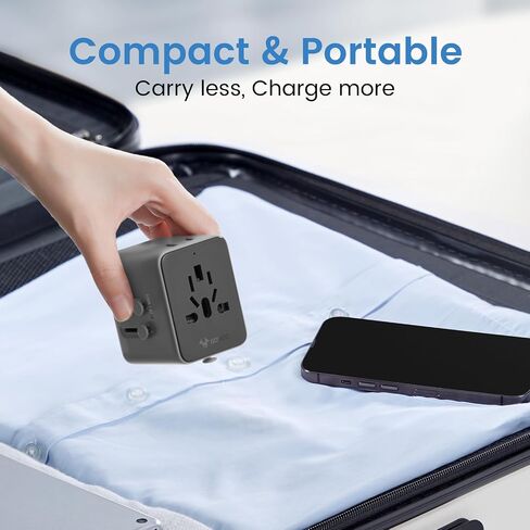 محول السفر العالمي ، محول سدادة السفر الأوروبي (وليس محول الجهد) ، محول الطاقة الدولي مع USB C USB من النوع A و AC الخاص بالاتحاد الأوروبي في المملكة المتحدة أستراليا اليابان تايلاند (النوع C/G/A/I) in Kuwait