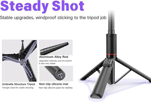C21 53" Aluminum Selfie Stick Tripod for iPhone Android, Hidden Design Portable Phone Stand with Wireless Remote, Extendable Travel Stand for Video Recording, Live Streaming in Saudi Arabia