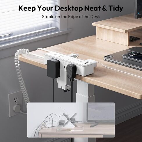 12 in 1 Standing Desk Power Strip, NTONPOWER 10ft Extension Cord with 9 AC Outlets 3 USB Ports, 1200J Surge Protector, Table Mount or Wall Mountable Charging Station,Standing Desk Accessories in Saudi Arabia