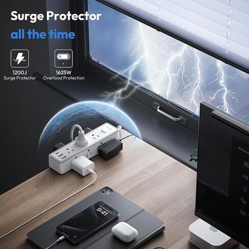 12 in 1 Standing Desk Power Strip, NTONPOWER 10ft Extension Cord with 9 AC Outlets 3 USB Ports, 1200J Surge Protector, Table Mount or Wall Mountable Charging Station,Standing Desk Accessories in Saudi Arabia