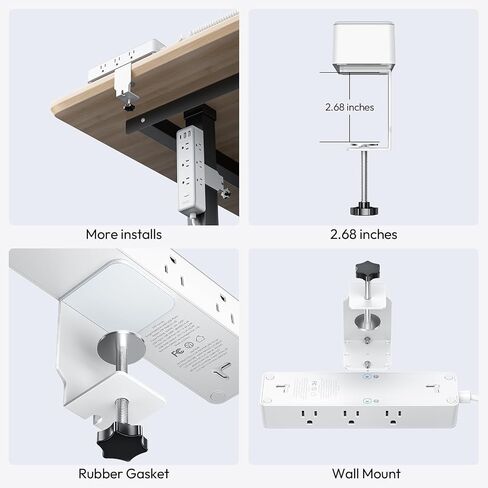 12 in 1 Standing Desk Power Strip, NTONPOWER 10ft Extension Cord with 9 AC Outlets 3 USB Ports, 1200J Surge Protector, Table Mount or Wall Mountable Charging Station,Standing Desk Accessories in Saudi Arabia