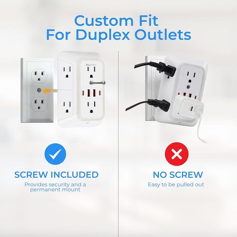 شاحن طاقة الجدار الجدران شاحن الحائط 6 موسع منفذ 4 منافذ USB (5 فولت ، 2.4 أ ، 12W) وشريط الطاقة الليلي 3 من الجوانب مع منافذ متباعدة محول - حامية زيادة في المكتب المنزلي للمكتب المنزلي للمكتب المنزلي in Kuwait