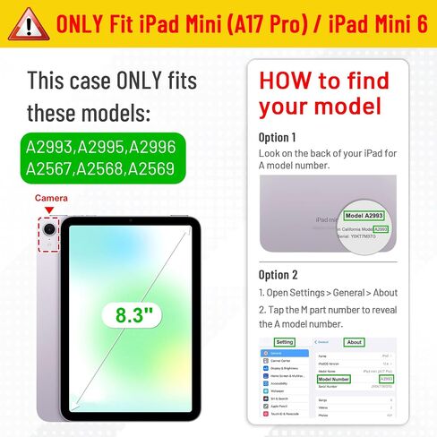 Fintie Case for iPad Mini 7 (A17 Pro ، الجيل السابع) 2024 / iPad Mini 6 (6th Gen) 8.3 بوصة ، قضية وقائية قوية للعزلة مع Kickstand for Kids (Purple) in Saudi Arabia