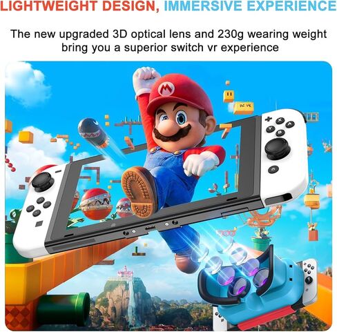 VR Headset, Designed for Nintendo Switch & Switch OLED Accessories for Switch VR Games, Labo VR and YouTube VR, VR Glasses with Adjustable Pupil Distance and Adjustable Switch Goggles Strap in Saudi Arabia