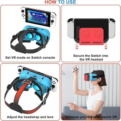 VR Headset, Designed for Nintendo Switch & Switch OLED Accessories for Switch VR Games, Labo VR and YouTube VR, VR Glasses with Adjustable Pupil Distance and Adjustable Switch Goggles Strap in Saudi Arabia