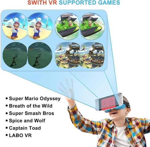 VR Headset, Designed for Nintendo Switch & Switch OLED Accessories for Switch VR Games, Labo VR and YouTube VR, VR Glasses with Adjustable Pupil Distance and Adjustable Switch Goggles Strap in Saudi Arabia