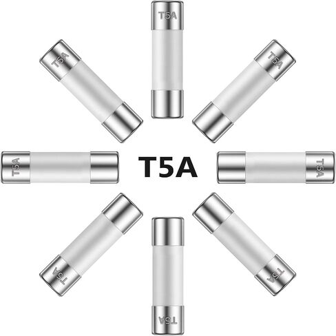 ALLECIN 10A 250V 5x20MM Slow Blow Ceramic Fuses 10 Amp 250 Volt 0.2 x 0.78 Inch Time Delay Tube Fuse T10AL250V (Pack of 10Pcs) in Kuwait
