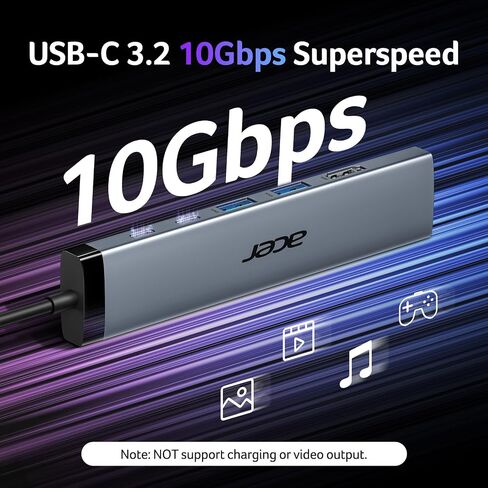 Acer 8 in 1 USB C Hub 10Gbps, USBC to HDMI Adapter 4K@60Hz, 2×USB-C 3.2, 2×USB A 3.0 Data Transfer, 100W PD Port Type C Multiport Splitter with SD/TF Card Reader, for Laptop, PC, Desktop, iPad Pro in Saudi Arabia