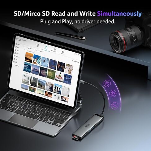 Acer 8 in 1 USB C Hub 10Gbps, USBC to HDMI Adapter 4K@60Hz, 2×USB-C 3.2, 2×USB A 3.0 Data Transfer, 100W PD Port Type C Multiport Splitter with SD/TF Card Reader, for Laptop, PC, Desktop, iPad Pro in Saudi Arabia