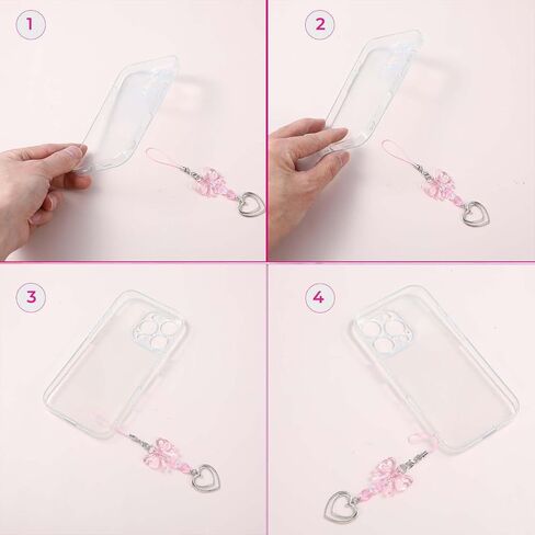 Yolev 4PCS Cute Phone Charm Pink Phone Keychain Butterfly Heart Shape Camera Charm Strap Y2K Aesthetic Phones Charms for Bag Purse Backpack Camera Decor in Saudi Arabia