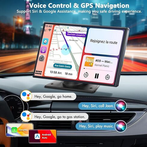 شاشة Apple Carplay Apple Android المحمولة للسيارة ، وراديو سيارة شاش 9 بوصة مع Bluetooth ، والتحكم الصوتي ، و Car Paly لجميع المركبات in Kuwait