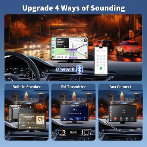 شاشة Apple Carplay Apple Android المحمولة للسيارة ، وراديو سيارة شاش 9 بوصة مع Bluetooth ، والتحكم الصوتي ، و Car Paly لجميع المركبات in Kuwait