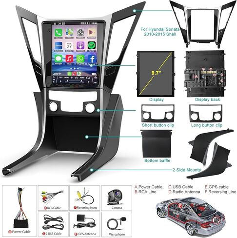 Android 13 Car Radio for Hyundai Sonata 2010-2015 مع Carplay Wireless Android Auto ، 9.7 بوصة IPS شاشة تعمل بالسيارة مع GPS NAV/Bluetooth/FM AM/احتياط in Saudi Arabia