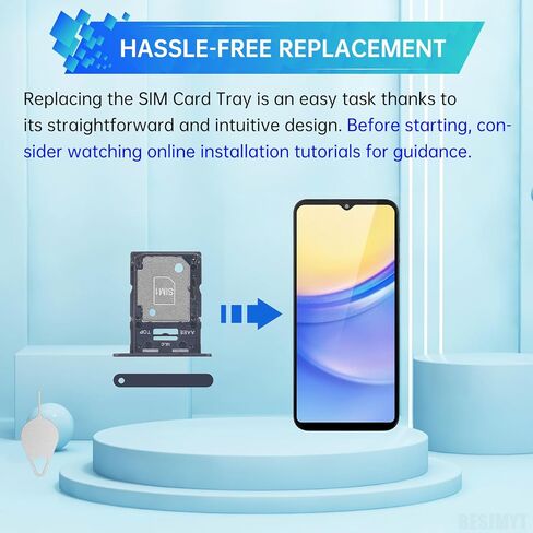 Sim Card Tray Replacement for Samsung Galaxy A15 5G (Single SIM Version) Brave Black Card Tray Slot Holder Bracket Adapter with Needle Ejector for A15 5G SM-A156U SM-A156U1 SM-A156U1 DS in Saudi Arabia