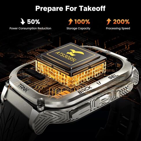 Amaztim Smart Watch ، 60 يومًا بطارية طويلة طويلة ، وغطاء 5atm مقاوم للماء ، والصف العسكري المعدني الكامل ، والاستدعاء/إجراء مكالمة ، وشاشة AMOLED ، وشاشة الصحة متوافقة مع iPhone و Android in Kuwait