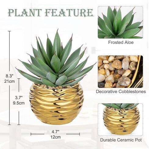 Briful Succulents Plant Artificial for Home Decor, Realistic Potted Fake Succulent Plant, Cute Aloe Succulent Faux Plant, Bookshelf Tabletop Decor, Morden Farmhouse Chic Bathroom Decorations in Kuwait