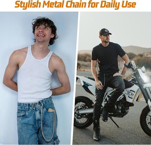 2 PCS Phone Lanyard Belt Belt Chain anti theft ballet chain for Men Women Metal Hip Hop Punk Jeans Chains Bansers with 3 Patch Patch و iPhone حامل لجميع مفاتيح الهواتف الذكية الذهب والبندقية in Kuwait