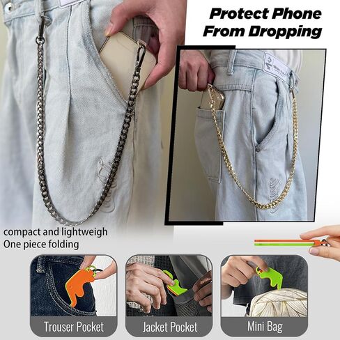 2 PCS Phone Lanyard Belt Belt Chain anti theft ballet chain for Men Women Metal Hip Hop Punk Jeans Chains Bansers with 3 Patch Patch و iPhone حامل لجميع مفاتيح الهواتف الذكية الذهب والبندقية in Kuwait