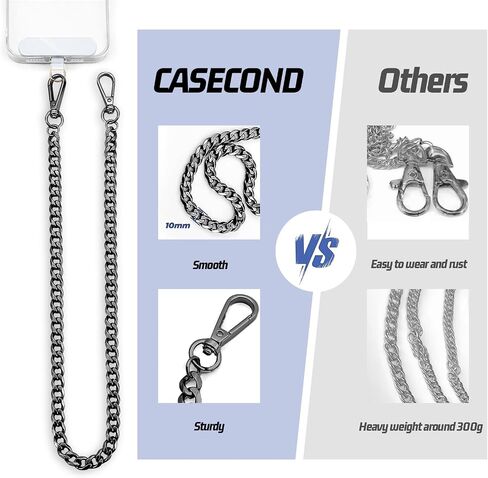 2 PCS Phone Lanyard Belt Belt Chain anti theft ballet chain for Men Women Metal Hip Hop Punk Jeans Chains Bansers with 3 Patch Patch و iPhone حامل لجميع مفاتيح الهواتف الذكية الذهب والبندقية in Kuwait