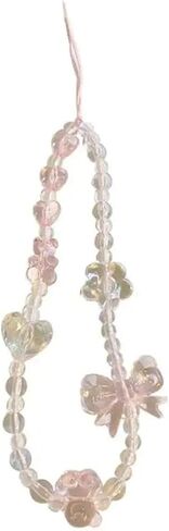 1Pc Pink Flower Bow Love Pendant Phone Chain Fashion Phone Chain Case Hanging Decoration Wrist Strap Hanging Rope in Saudi Arabia