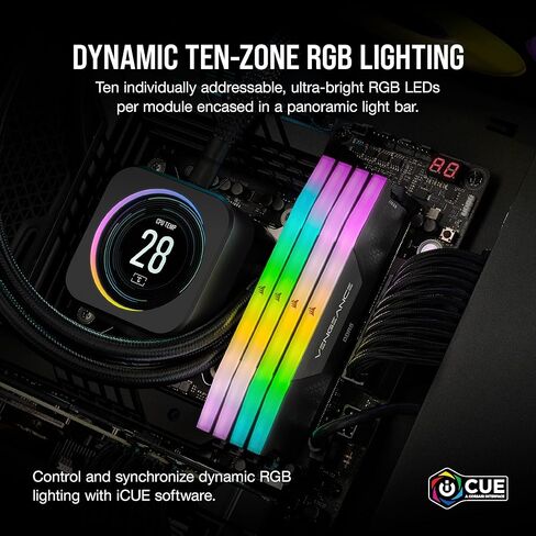 CORSAIR Vengeance RGB DDR5 RAM 96GB (2x48GB) 6000MHz CL36-44-44-96 1.35V Intel XMP 3.0 Desktop Computer Memory – Black (CMH96GX5M2E6000C36) in Saudi Arabia