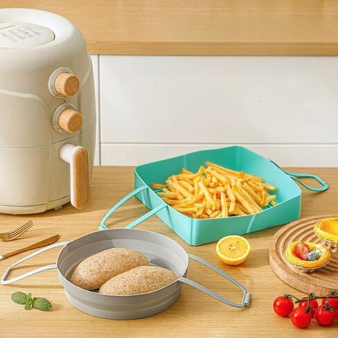 Square Air Fryer Silicone Pot，Reusable Air Fryer Silicone Basket，Dual Ear Design for Easy Access(Blue) in Saudi Arabia