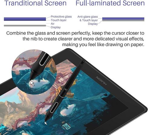 HUION KAMVAS Pro 16 Graphics Drawing Tablet with Screen Full-Laminated Graphics Monitor with 6 Hot Keys Touch Bar, Keydial Remote Bluetooth Programmable Keypad, 15.6inch Graphic Tablet in Saudi Arabia