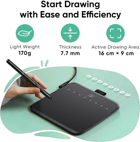 Xppen Deco 640 رسم قرص رسم مع 16384 مستويات الضغط ، قم بتقليص ، لوحة مفاتيح مختصرة لاسلكية ، و Xppen Mini Keydial ACK05. in Saudi Arabia