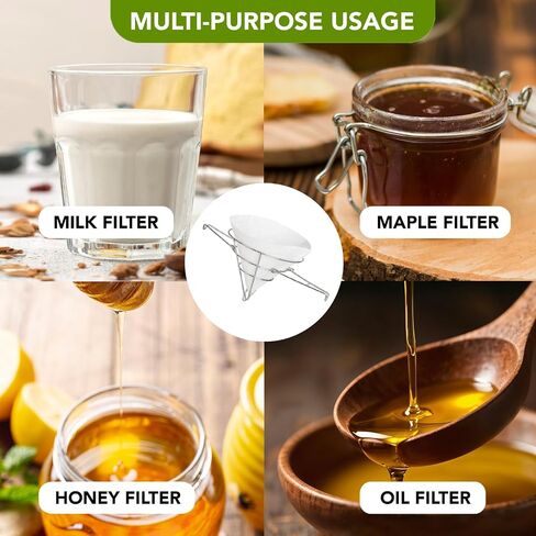 +25 Premium 10 Inch Grease container for kitchen oil filter spoon cooking to reuse strainer separator holder deep fryer frying paper cones food pot maple syrup tapping cone fry china cap. in Saudi Arabia
