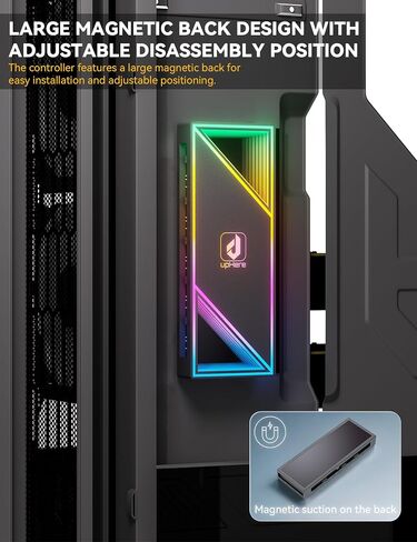 upHere ARGB PWM Fan Hub Controller - 1 to 12-Port Fan Splitter, Infinity Mirror Design, Buck Speed Control for 3-Pin/4-Pin Fans, SATA-Powered, No 5V 3-Pin MB Required for Custom RGB Builds,P12PARGBBK in Saudi Arabia