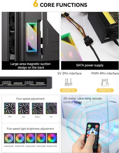Uphere Art Argb PWM Fan Hub Controller-من 1 إلى 12 شريحة من المروحة ، تصميم مرآة Infinity ، التحكم في سرعة باك لعشاق 3-pin/4-pin ، مدعوم من SATA ، لا 5 فولت 3-دبوس مطلوب لبناء RGB مخصص ، p12pargbbk in Saudi Arabia