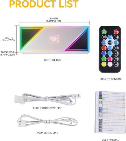 Uphere Art Argb PWM Fan Hub Controller-من 1 إلى 12 شريحة من المروحة ، تصميم مرآة Infinity ، التحكم في سرعة باك لعشاق 3-pin/4-pin ، مدعوم من SATA ، لا 5 فولت 3-دبوس مطلوب لبناء RGB مخصص ، p12pargbbk in Saudi Arabia