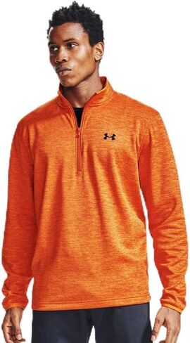 Under Armour Men's Armour Fleece 1/2 Zip T-Shirt , Vibe Orange (850)/Black , Small in Saudi Arabia