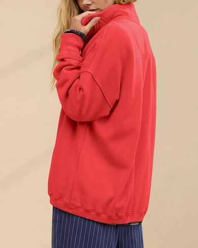 Gacaky Sweatshirt for Women Oversized Casual Long Sleeve Button Henley Neck Pullover Tops Fashion Outfits Clothes in Saudi Arabia