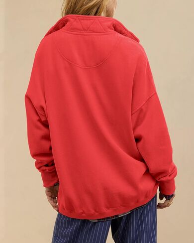 Gacaky Sweatshirt for Women Oversized Casual Long Sleeve Button Henley Neck Pullover Tops Fashion Outfits Clothes in Saudi Arabia