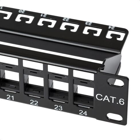 Cable Matters 1 Pack Rackmount or Wall Mount 24 Port Keystone Patch Panel (Blank Patch Panel for Keystone Jacks) & 10-Pack Low Profile 2-Port Keystone Jack Wall Plate in White in Saudi Arabia