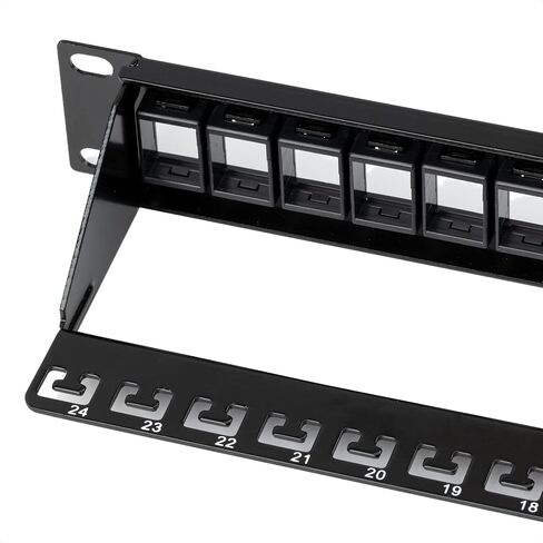 Cable Matters 1 Pack Rackmount or Wall Mount 24 Port Keystone Patch Panel (Blank Patch Panel for Keystone Jacks) & 10-Pack Low Profile 2-Port Keystone Jack Wall Plate in White in Saudi Arabia