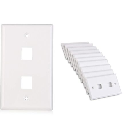 Cable Matters 1 Pack Rackmount or Wall Mount 24 Port Keystone Patch Panel (Blank Patch Panel for Keystone Jacks) & 10-Pack Low Profile 2-Port Keystone Jack Wall Plate in White in Saudi Arabia