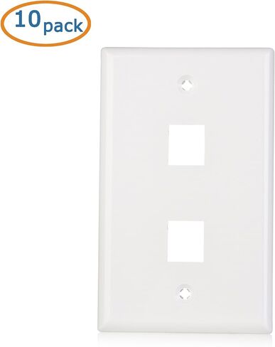 Cable Matters 1 Pack Rackmount or Wall Mount 24 Port Keystone Patch Panel (Blank Patch Panel for Keystone Jacks) & 10-Pack Low Profile 2-Port Keystone Jack Wall Plate in White in Saudi Arabia