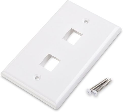 Cable Matters 1 Pack Rackmount or Wall Mount 24 Port Keystone Patch Panel (Blank Patch Panel for Keystone Jacks) & 10-Pack Low Profile 2-Port Keystone Jack Wall Plate in White in Saudi Arabia