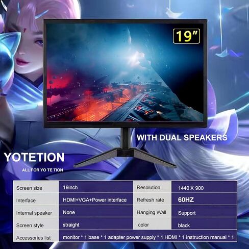 19 بوصة HD (1440 × 900) شاشة ، معدل تحديث 60 هرتز ، HDMI X1 ، VGA X1 ، شاشة رقيقة صغيرة لأجهزة الكمبيوتر المحمولة وأجهزة الكمبيوتر وسطح المكتب ، شاشة LED ، اتصال VGA/HDMI. Vesa: 75 * 75mm in Kuwait