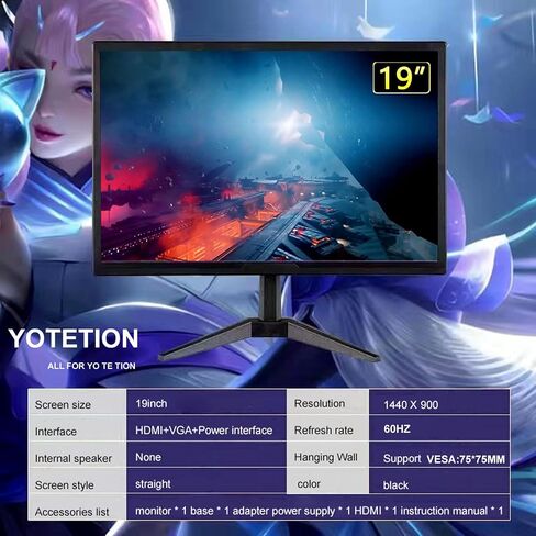19 بوصة HD (1440 × 900) شاشة ، معدل تحديث 60 هرتز ، HDMI X1 ، VGA X1 ، شاشة رقيقة صغيرة لأجهزة الكمبيوتر المحمولة وأجهزة الكمبيوتر وسطح المكتب ، شاشة LED ، اتصال VGA/HDMI. Vesa: 75 * 75mm in Kuwait