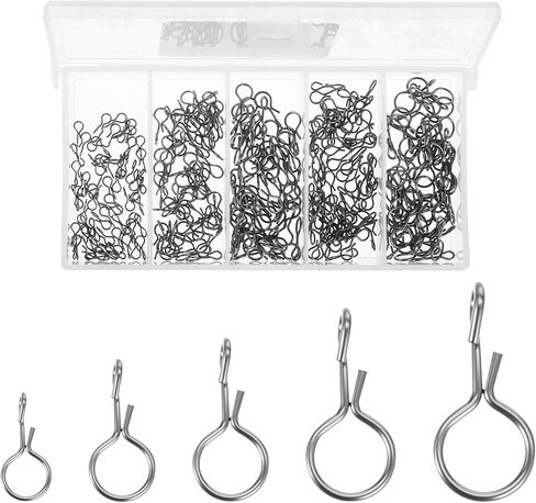 250pcs Fly Fishing Snaps Stainless Steel Fishing Clips 5 Sizes Quick Replace Lure Snaps No Knot Fast Snap Lure Connector for Flies Hooks Jigs Lures Terminal Tackle(Silver) in Saudi Arabia