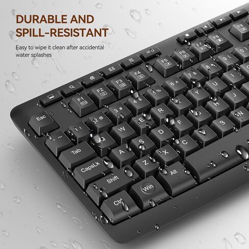 لوحة مفاتيح Redragon اللاسلكية وسرد الماوس ، 2.4 جرام لوحة مفاتيح كمبيوتر مريحة بحجم 2.4 جرام ، وفأرة لاسلكية قابلة للتعديل من مستوى DPI لنظام التشغيل Windows ، وسطح المكتب/الكمبيوتر المحمول/الكمبيوتر المحمول MAC OS ، BS-7367-B in Kuwait