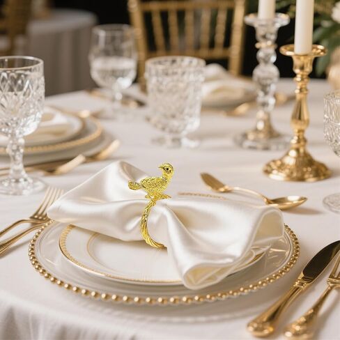 Davifina Bird Napkin Rings Holders Set of 8 Gold Animal Napkin Buckles for Spring Wedding Easter Christmas New Year Hotel Dinner Party Home Table Decoration in Saudi Arabia
