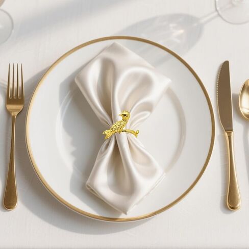 Davifina Bird Napkin Rings Holders Set of 8 Gold Animal Napkin Buckles for Spring Wedding Easter Christmas New Year Hotel Dinner Party Home Table Decoration in Saudi Arabia