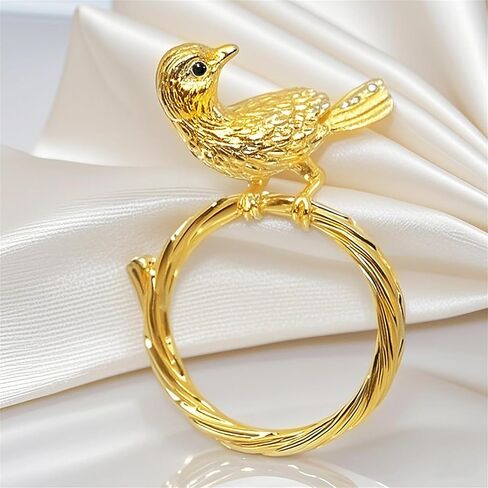 Davifina Bird Napkin Rings Holders Set of 8 Gold Animal Napkin Buckles for Spring Wedding Easter Christmas New Year Hotel Dinner Party Home Table Decoration in Saudi Arabia
