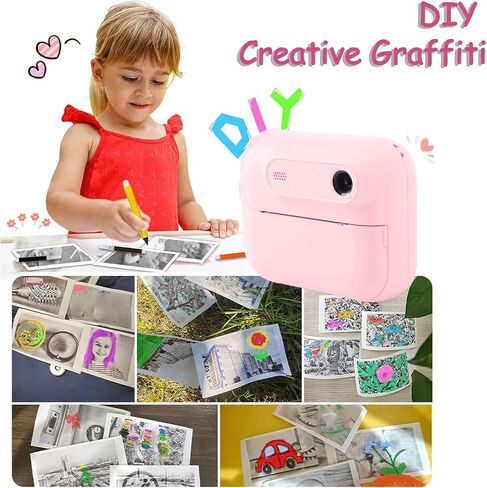 Kids Camera Instant Print, 48MP 1080P HD Portable Toddlers Camera with MP3 Game Functions, Kids Digital Camera Toys Built in Frames & Filters for Christmas Birthday Gifts (Green) in Saudi Arabia